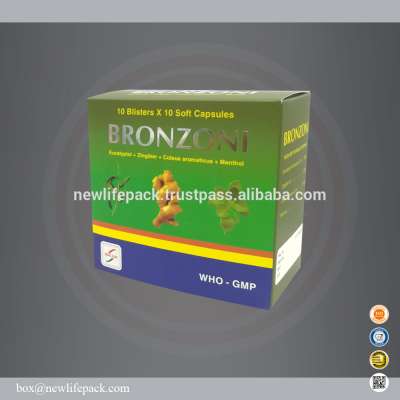 Box design printed pharmacy Bronzoni 10blistersx10Soft Capsules