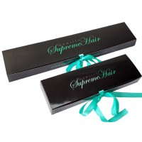 Custom Luxurious black paper hair packaging boxes with ribbon