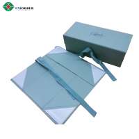 Hot selling collapsible paper shoe box with ribbon customized